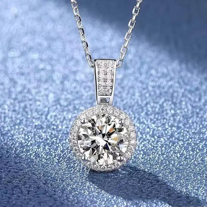 NeeTim – collier Moissanite 2 carats pour femmes, argent Sterling 100% S925 avec plaqué or blanc, bijoux en diamant de laboratoire, pendentif de mariage