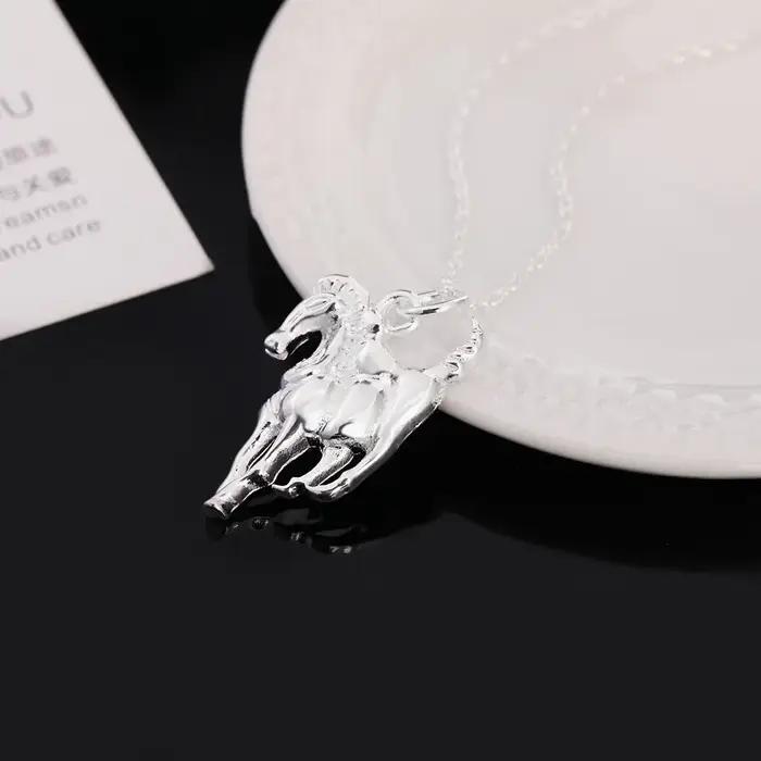 Collier en argent Sterling 925 pendentif cheval élégant bijou pour femmes mariage occasions spéciales