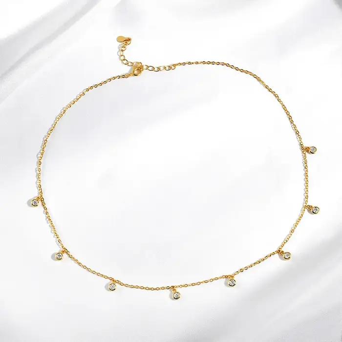 Smyoue certifié bulle 8 pierre 100% véritable Moissanite collier pendentif classique femmes cou chaîne en argent Sterling 925 plaqué 18K