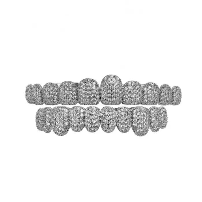 Bague de dents en cuivre sertie de pierres artificielles avec design géométrique pour hommes et femmes, occasions hip-hop et rock