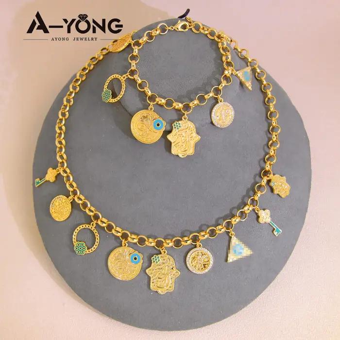 Ensemble de bijoux de mode de dubaï plaqué or 21 carats