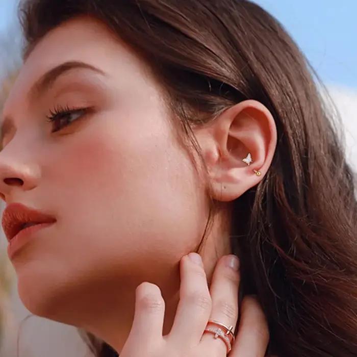 Florideco 1PC acier inoxydable Rook Piercing bijoux