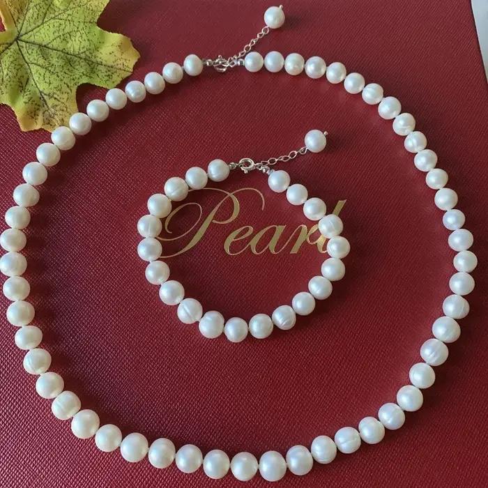 Ensembles de bijoux en perles blanches véritables