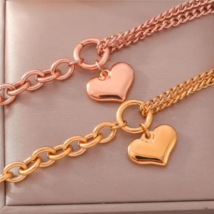 Bracelet chaîne en acier inoxydable pour femmes plaqué or 18 carats