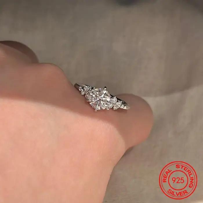 Bague réglable en argent Sterling 925 pour femmes, 1 Carat, bijoux à la mode