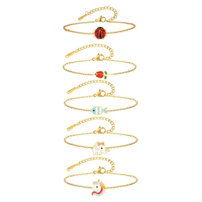 Bracelets porte-bonheur coccinelle rouge mignons pour femmes et filles