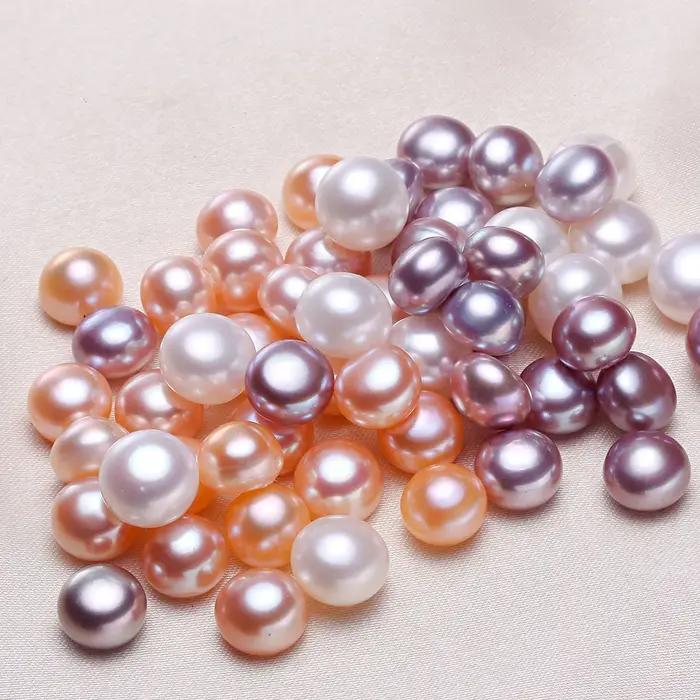 100% perles naturelles boucles d'oreilles perle demi-trou percé