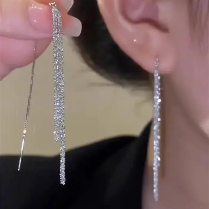Boucles d'oreilles longues à pampilles pour femmes et filles