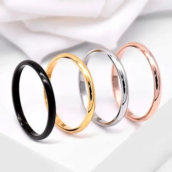 Bague empilable fine de 2mm, en acier inoxydable, bande unie, anneau Midi pour femmes et filles, tai