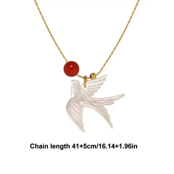 Pendentif hirondelle en coquillage blanc pour femmes, collier traditionnel en forme d'oiseau phénix, Styles de maintien, chaîne à la mode, bijoux cadeau