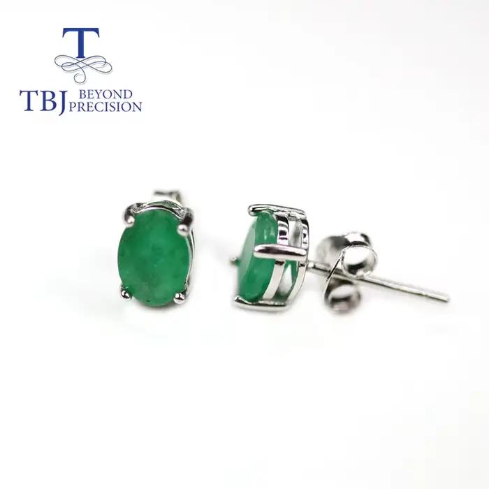 Tbj-Boucle d'oreille narsimple pour femme, bijoux fins en argent regardé blanc 925, pierres précieus