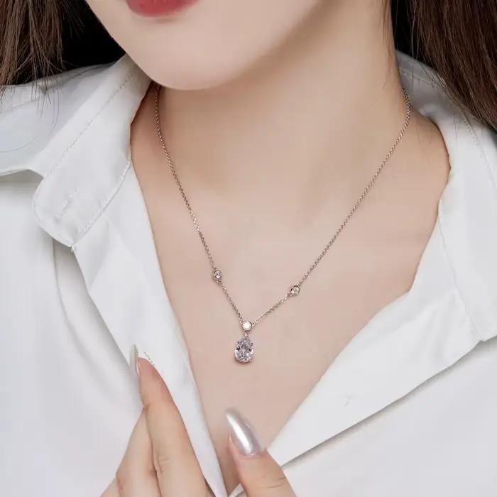 BXINY 4CT poire coupe Moissanite pendentif collier S925 argent goutte d'eau laboratoire diamant bulle cou chaîne pour les femmes bijoux fins cadeaux