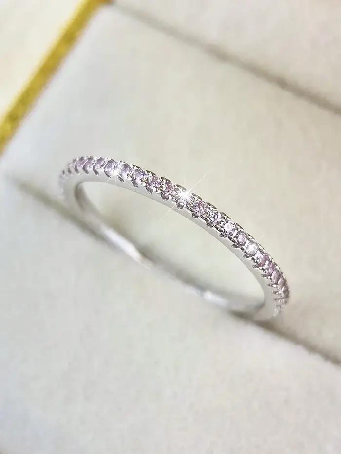 Bague en argent sterling 925 sertie de zircon blanc élégante pour femmes occasions formelles et quotidiennes alliance mariage bijoux personnalisés