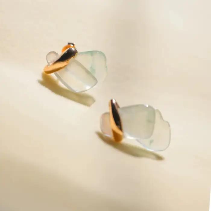 Boucles d'oreilles en Jade Hetian naturel pour femmes
