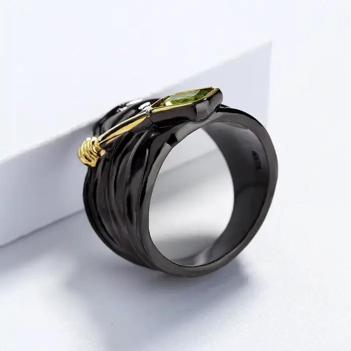 Bague en topaze incrustée bicolore, argent 925, conception spéciale, or noir, fiançailles, fête de mariage, bague pour travailleurs, vente en gros, offre spéciale