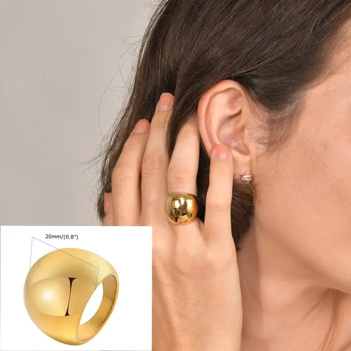 Bague enveloppante large acier inoxydable plaqué or 18 carats pour femmes styles modernes et sophistiqués occasions spéciales
