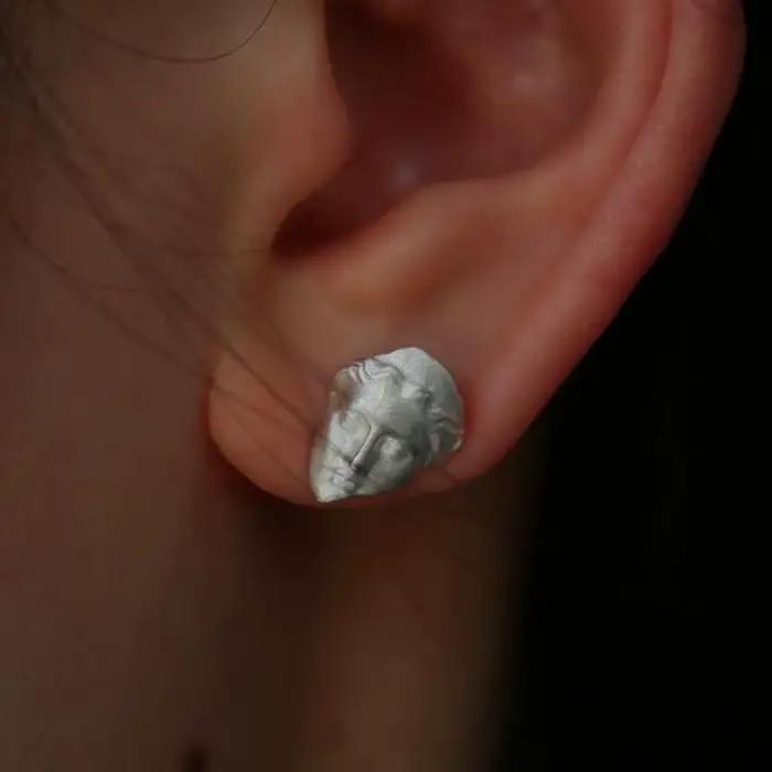 Boucles d'oreilles créatives asymétriques en forme de déesse Artemis et d'arc et flèche, bijoux en argent pour hommes et femmes, cadeau