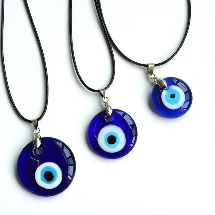 Collier porte-bonheur œil maléfique en verre bleu pour hommes et femmes