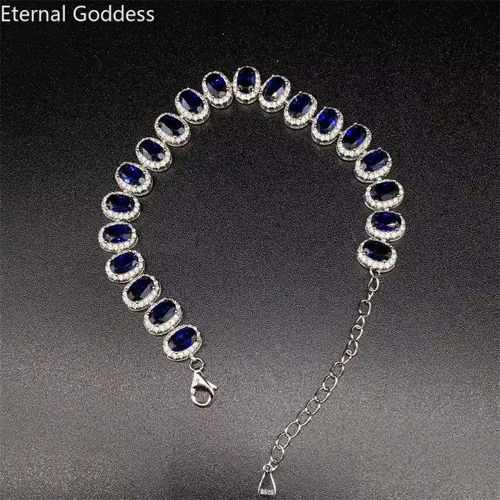 Bracelet en argent saphir Lankan pour femme, bijoux de luxe, naturel, valeur, mariage, cadeaux romantiques