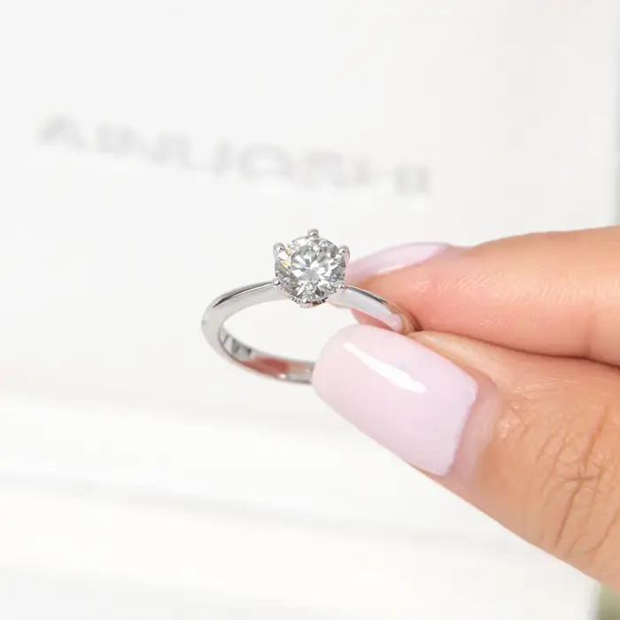Bague de Fiançailles en Argent 2023 et Or Blanc 18K