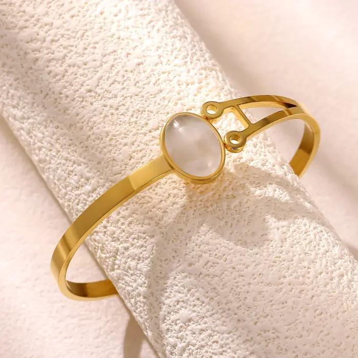 Bracelet en acier inoxydable 304 plaqué or avec zirconias style Y2K pour femmes occasions spéciales