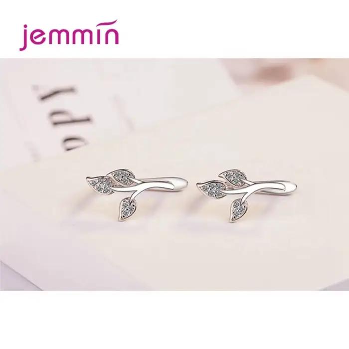 Boucles d'oreilles créoles en argent sterling 925 avec cristal autrichien et zircon transparent motif feuille et branche d'arbre élégantes pour femmes occasions spéciales