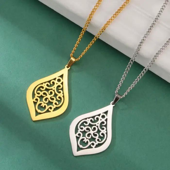 LIKGREAT Collier pendentif fleur noeud celtique pour femmes et hommes