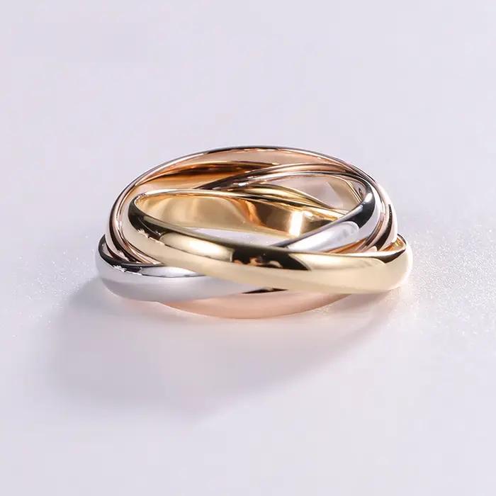 Bague Internet en Argent Sterling Or Rose Tricolore