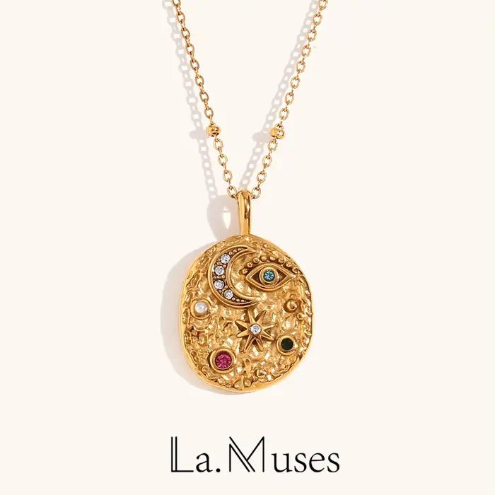 La. Pendentif étoile lune Bergame en acier inoxydable