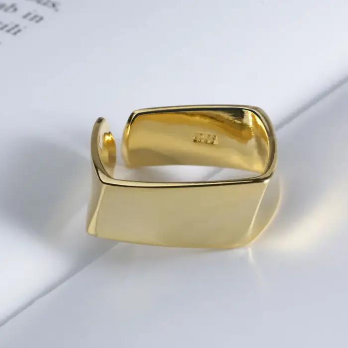 Bague géométrique carrée couleur argent pour femmes et Couples