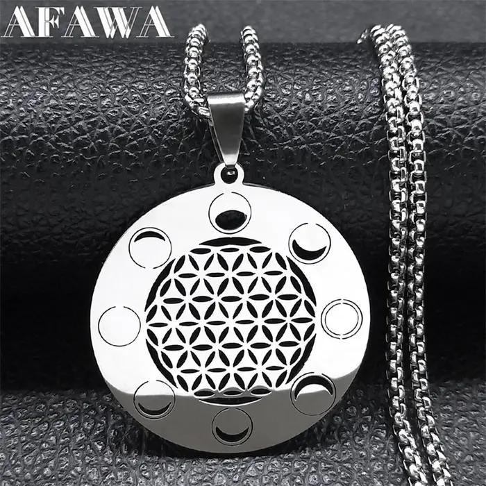 Collier pendentif fleur de vie géométrie sacrée pour hommes et femmes