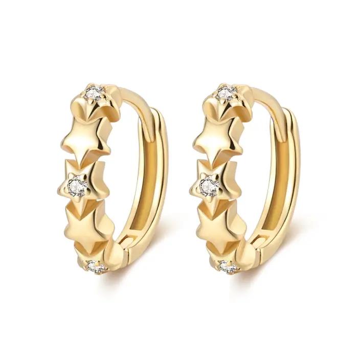 Pandach 925 couleur argent papillon étoile boucle d'oreille pour les femmes