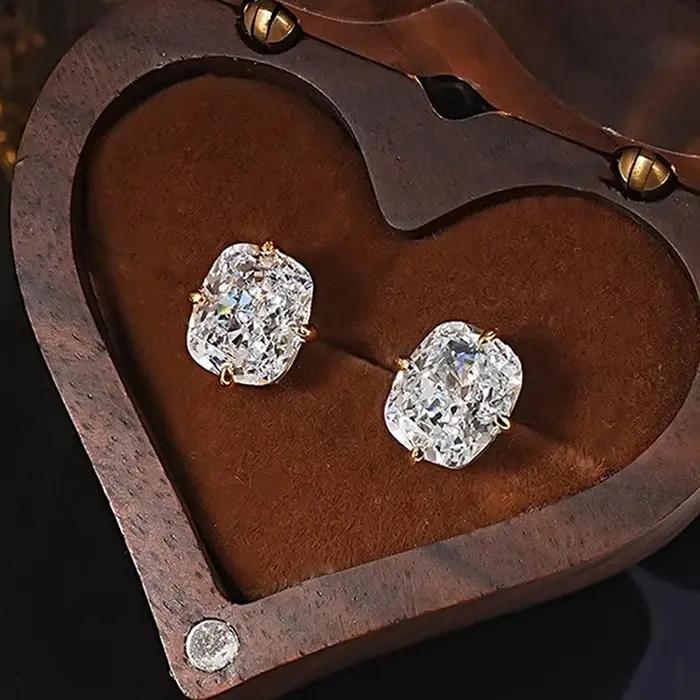 Huitan femmes boucles d'oreilles couleur or incrusté grand blanc CZ Style Simple fête accessoires quotidiens mode polyvalent bijoux de mariage