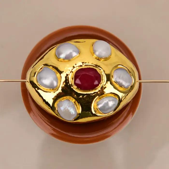 APDGG 5 pièces de perles de jade rouge Keshi blanches de culture pour la fabrication de colliers et de bijoux