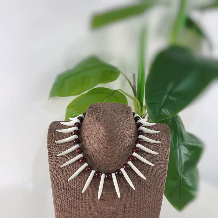 Collier Samoan Marron Ula Nifo Ula Lei, Tenue de Spectacles Culturels Esésiens, Hawaii, Fidji, Événe