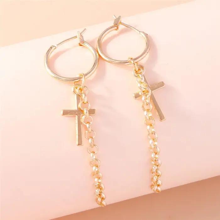 Boucles d'oreilles croisées en cristal de Zircon éblouissantes pour femmes romantique classique vintage gothique punk hip hop occasions spéciales