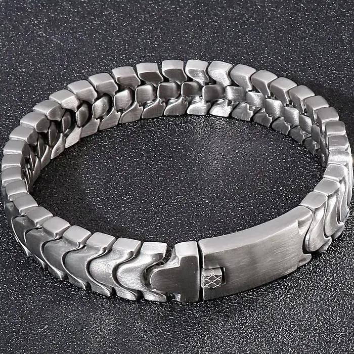 Bracelet homme brossé TrustyLan en acier inoxydable et titane pour occasions spéciales et cadeaux d'anniversaire pour lui