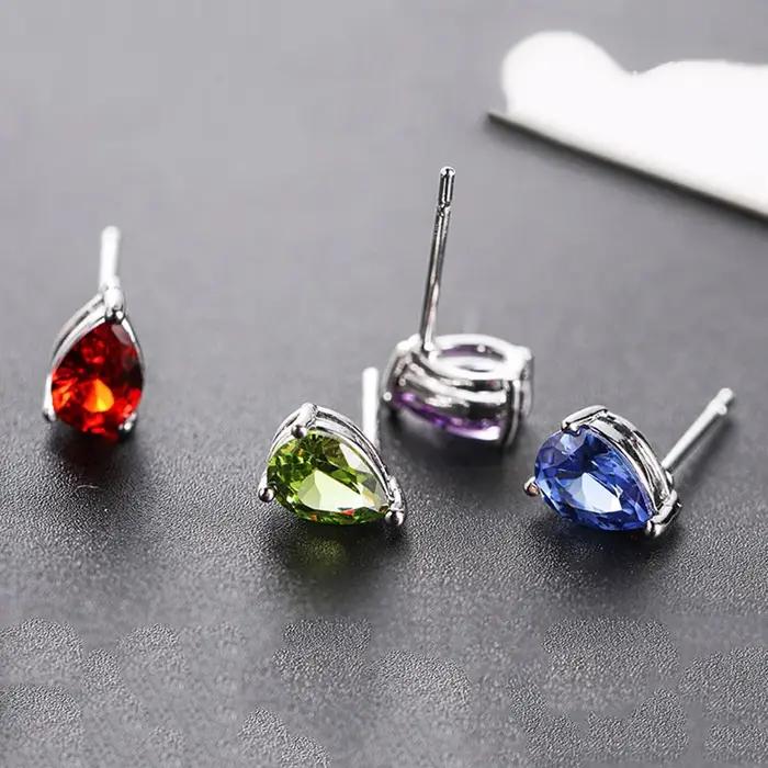 Boucles d'oreilles goutte d'eau en cristal violet pour femmes