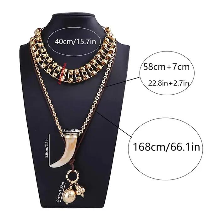 Lot de 3 colliers multicouches avec pendentif en corne, bijoux à breloques de Cowgirl lourd et exquis, accessoires de fête à la mode, cadeaux