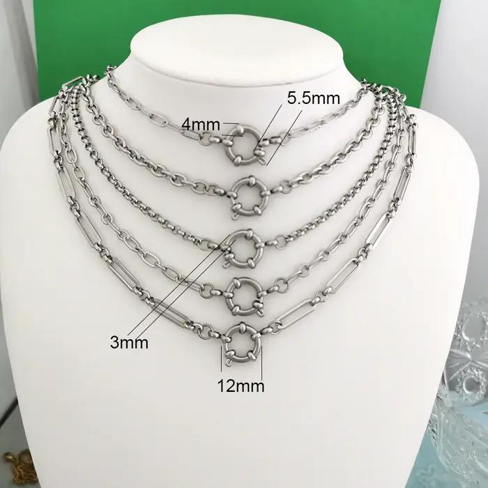 Collier ras du cou unisexe en acier inoxydable avec fermoir marin