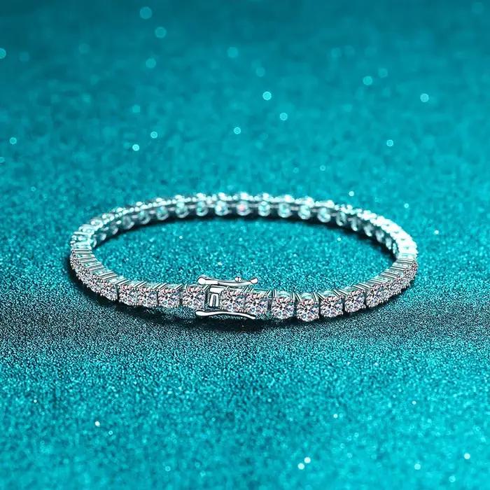 Bracelet de tennis en moissanite véritable en argent sterling 925 pour femmes bijou de mariage cadeau de noël exquis pour occasions spéciales