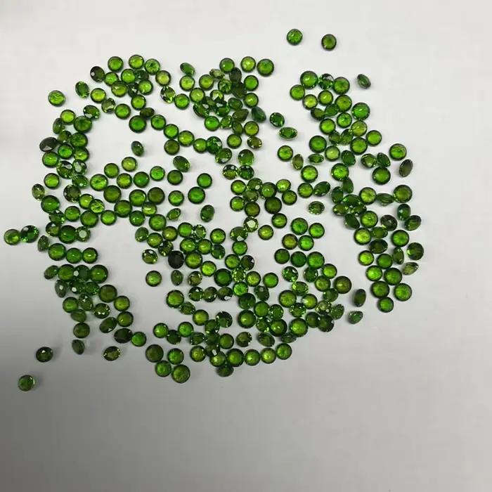 Diopside naturel, pierre brute ronde taillée de 5 mm, vert émeraude, pour bagues, boucles d'oreilles, colliers, accessoires de bijoux DIY