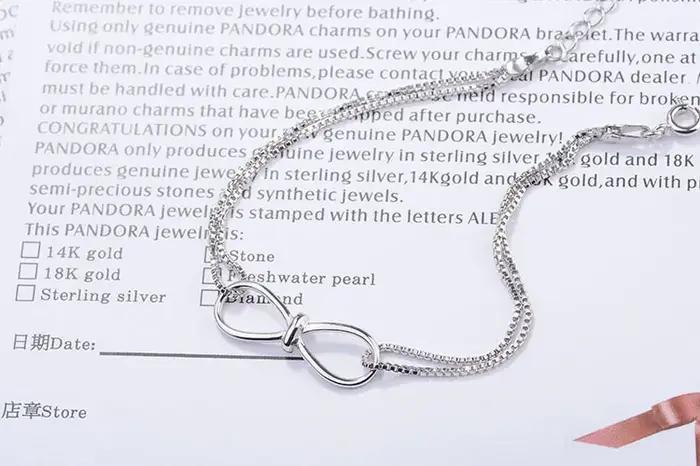 Bracelets infini en argent Sterling 925 pour femmes