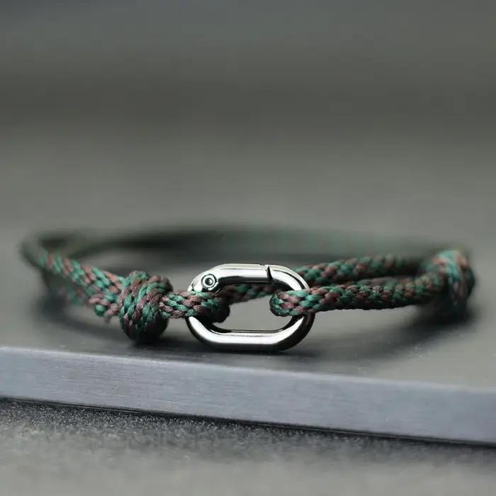 Nouveau Bracelet en corde hommes réglable Double couche à la main boucle coulissante macramé Braslet surf bijoux Pulseira Corda Masculina