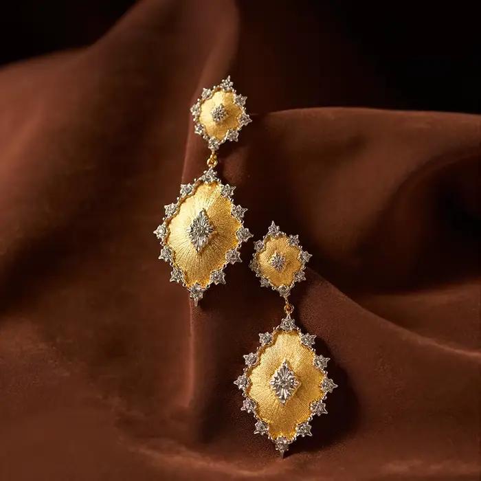 Ensembles de bijoux rétro plaqués or, pendentifs géométriques en zircone cubique, colliers/boucles d'oreilles pour femmes occasions spéciales