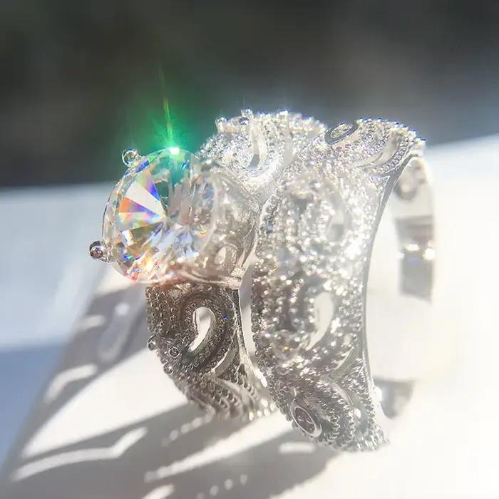 Bague de fiançailles en argent regardé 925 pour femme