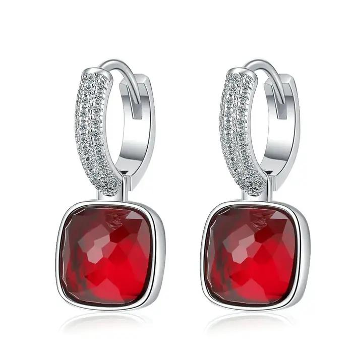 Boucles d'oreilles en argent regardé 925 avec cristal occidental, boucles d'oreilles carrées géométr