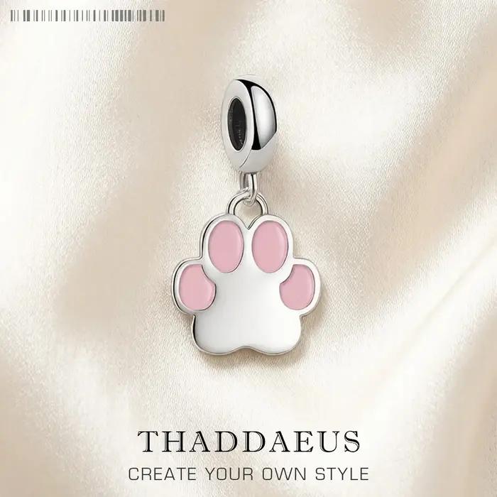 Pendentif patte rose en argent regardé 925 pour femme