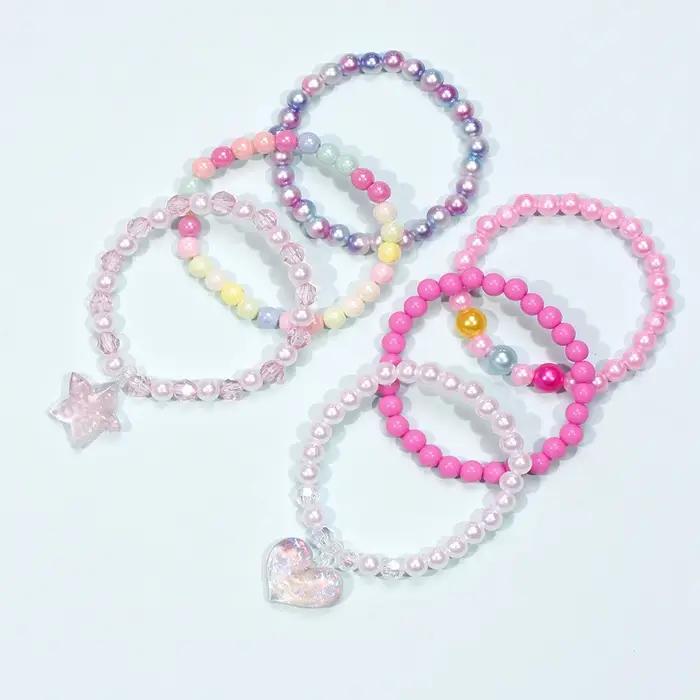 Bracelets de fête en acrylique multicolores à motifs cœur pour filles, trackers d'humeur et cadeaux d'anniversaire