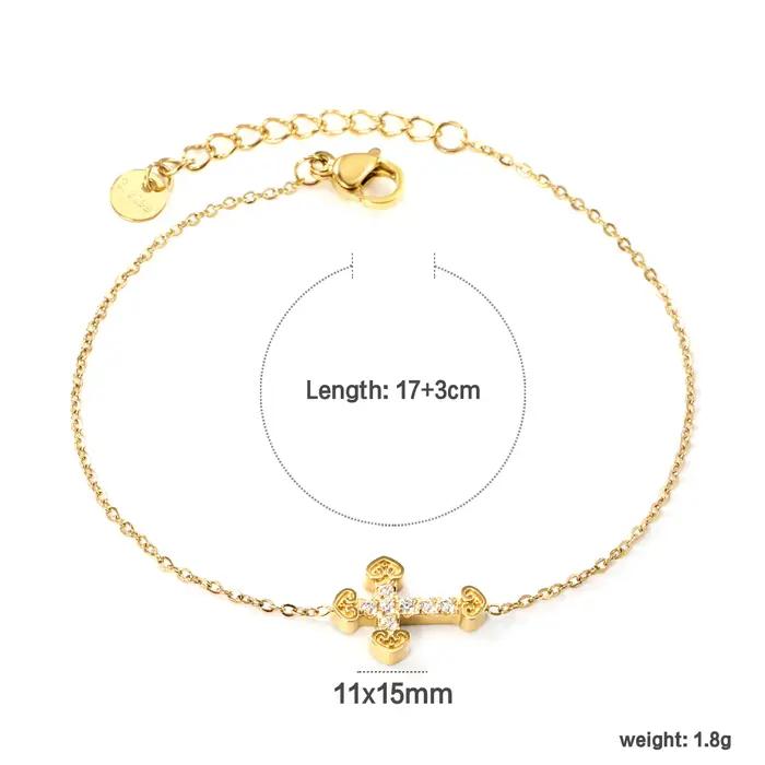 LUXUKISSKIDS classique Goth croix bracelets porte-bonheur pour femme/hommes jésus chrétien bijoux en acier inoxydable strass luxe pulseras